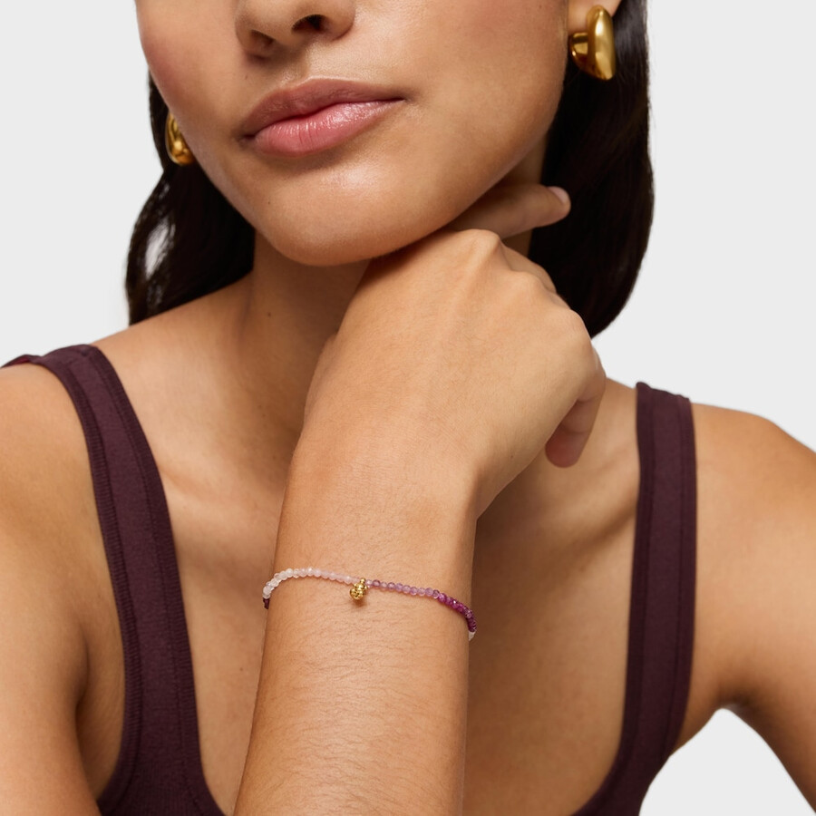 armband aus 18-karätig vergoldetem elastischem silber mit rosen-edelsteinen tous bold bear