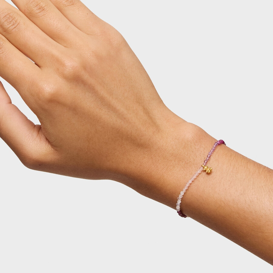 armband aus 18-karätig vergoldetem elastischem silber mit rosen-edelsteinen tous bold bear