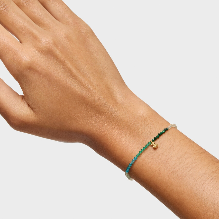 armband aus 18-karätig vergoldetem elastischem silber mit grünen edelsteinen tous bold bear