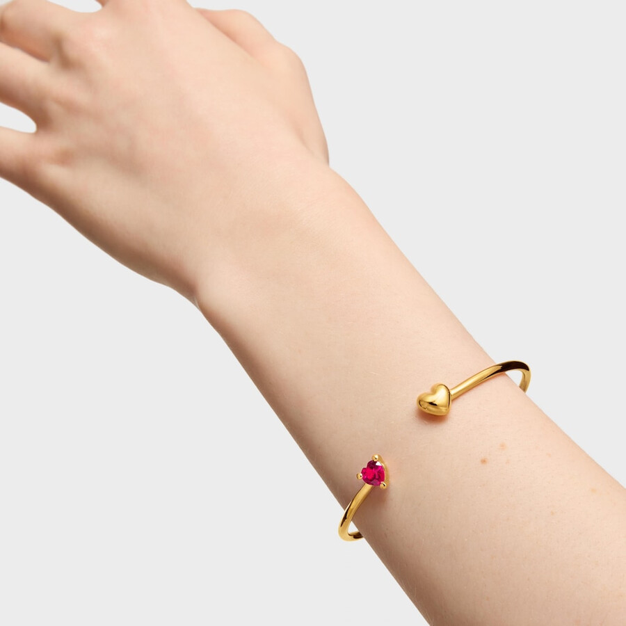 armreif aus 18-karätigem gold über silber mit im labor gezüchtetem rubin „garden of love lgg