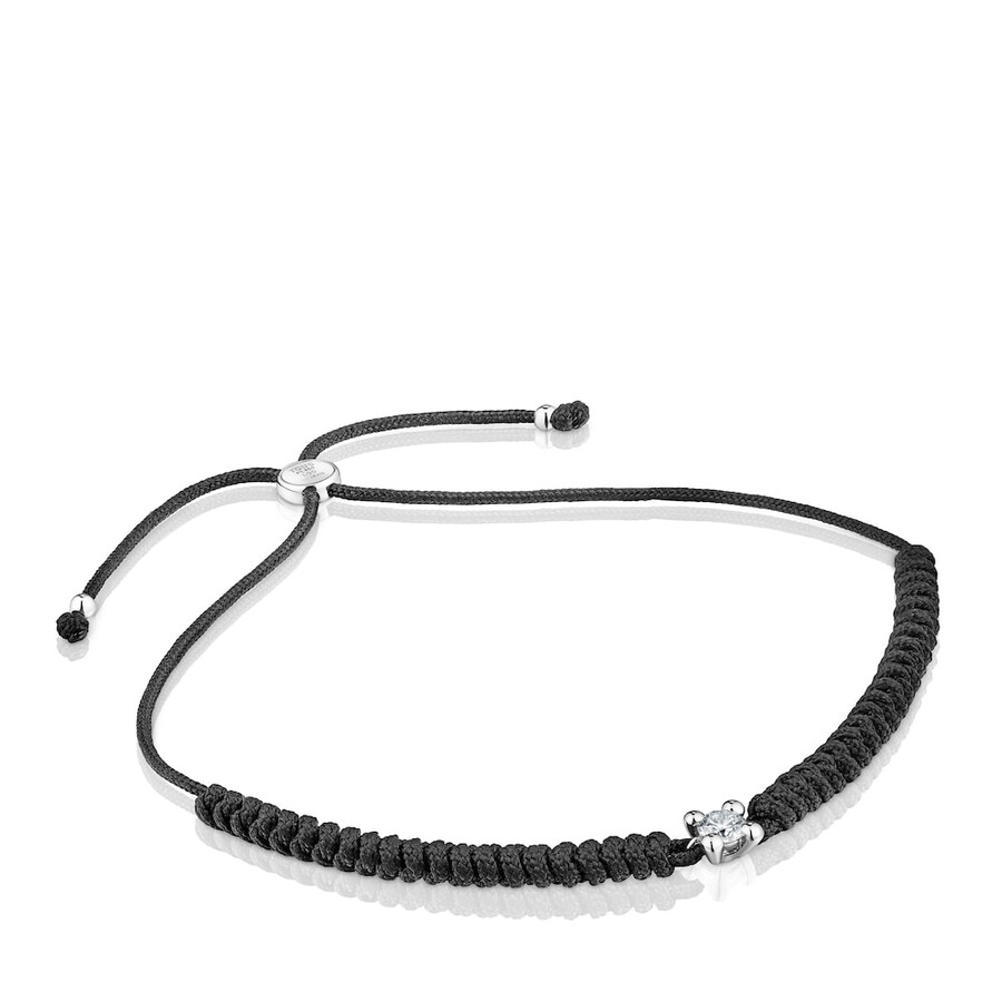 platinarmband mit im labor gezüchtetem diamanten und schwarzem nylonband tous shine lgd