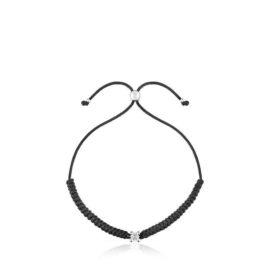 platinarmband mit im labor gezüchtetem diamanten und schwarzem nylonband tous shine lgd