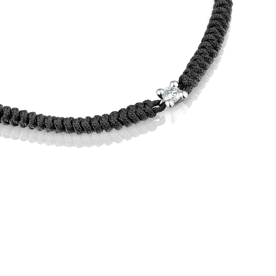 platinarmband mit im labor gezüchtetem diamanten und schwarzem nylonband tous shine lgd