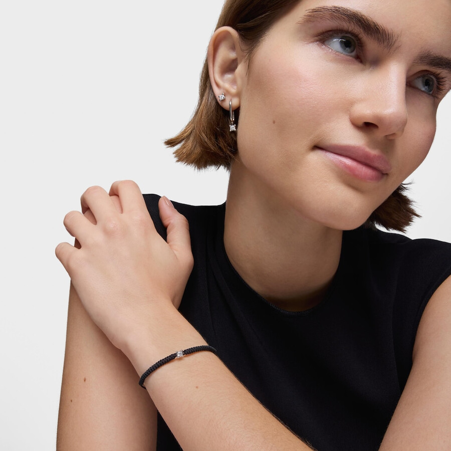 platinarmband mit im labor gezüchtetem diamanten und schwarzem nylonband tous shine lgd