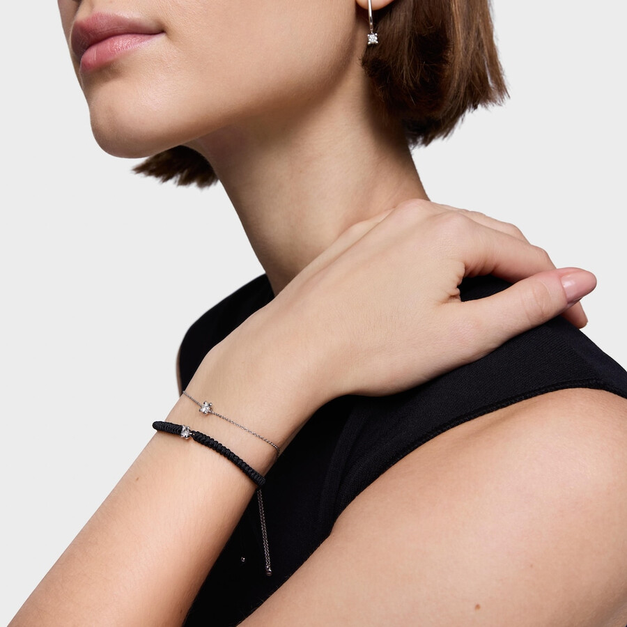 platinarmband mit im labor gezüchtetem diamanten und schwarzem nylonband tous shine lgd