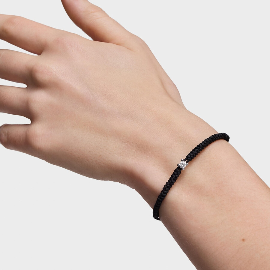 platinarmband mit im labor gezüchtetem diamanten und schwarzem nylonband tous shine lgd