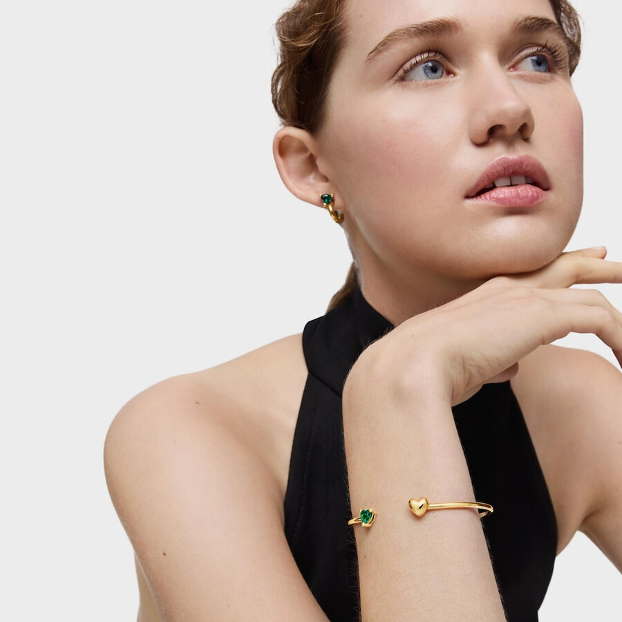 armreif aus 18-karätigem gold über silber mit im labor gezüchtetem smaragd „garden of love lgg
