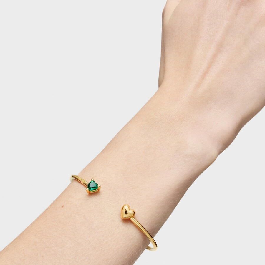 armreif aus 18-karätigem gold über silber mit im labor gezüchtetem smaragd „garden of love lgg