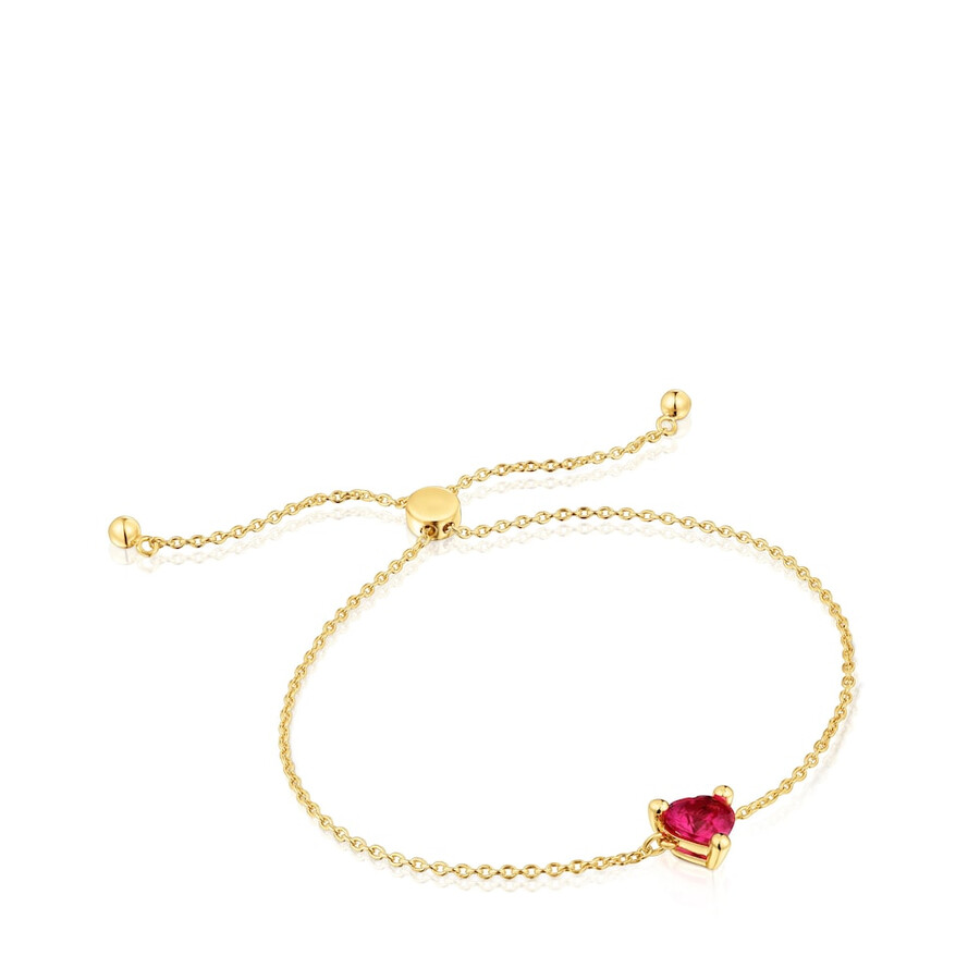 armband aus 18-karätigem gold über einer silberkette mit im labor gezüchtetem rubin „garden of love lgg