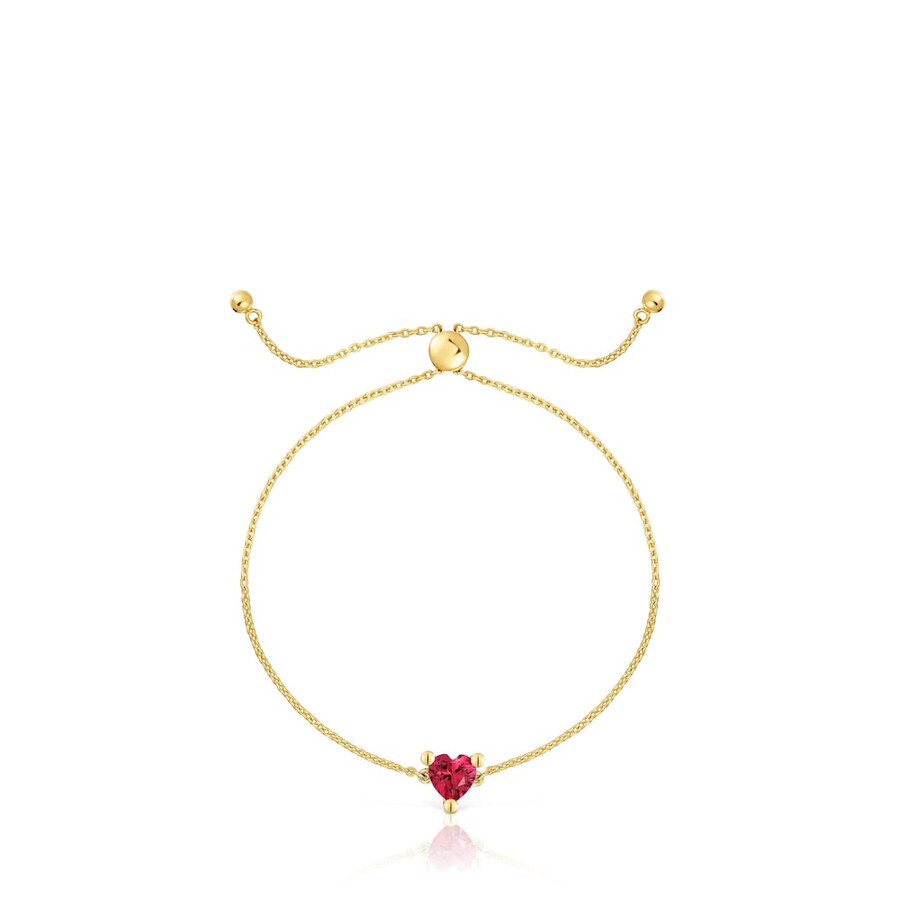 armband aus 18-karätigem gold über einer silberkette mit im labor gezüchtetem rubin „garden of love lgg