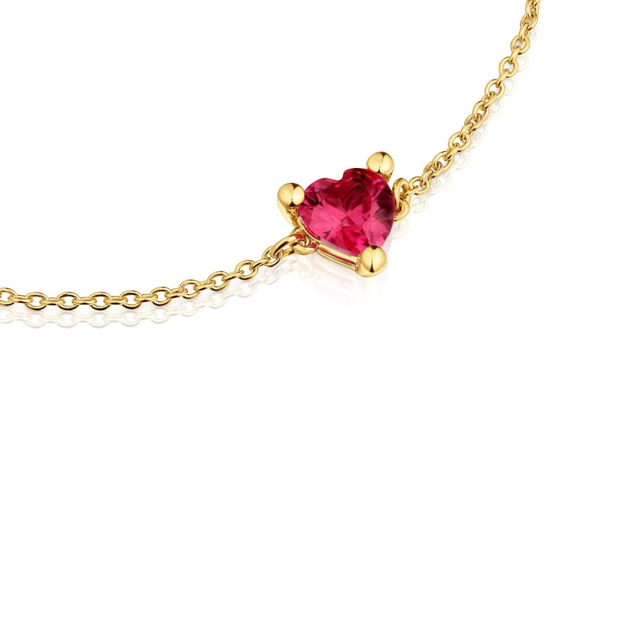 armband aus 18-karätigem gold über einer silberkette mit im labor gezüchtetem rubin „garden of love lgg