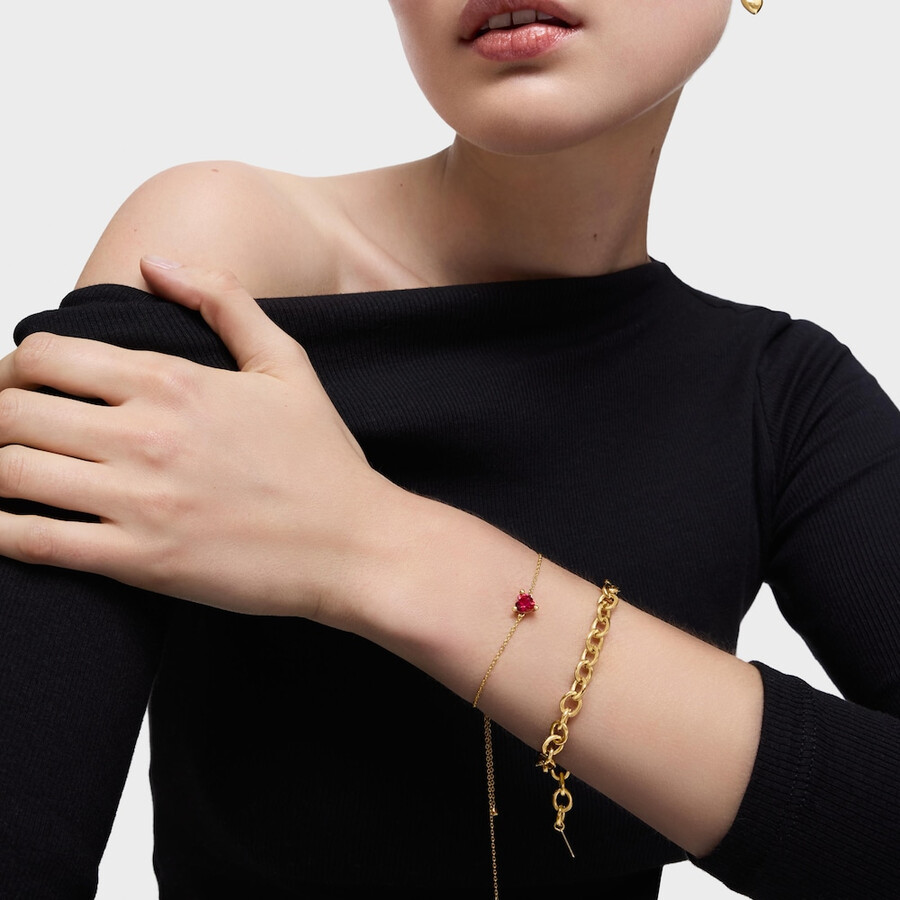 armband aus 18-karätigem gold über einer silberkette mit im labor gezüchtetem rubin „garden of love lgg