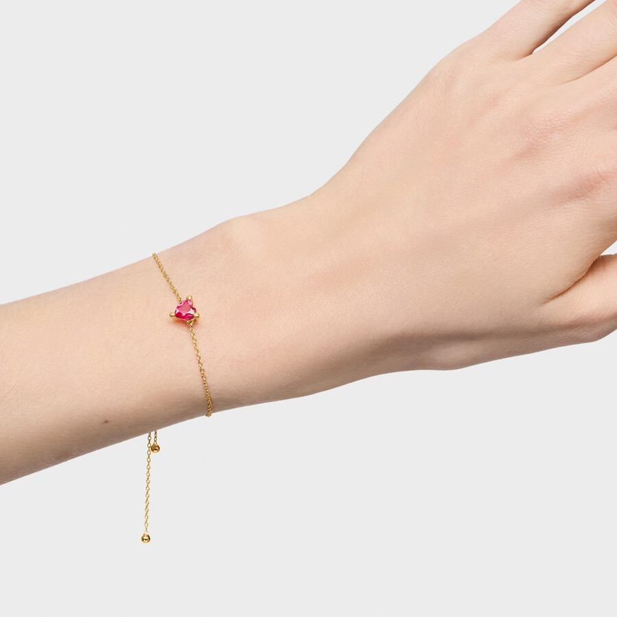 armband aus 18-karätigem gold über einer silberkette mit im labor gezüchtetem rubin „garden of love lgg