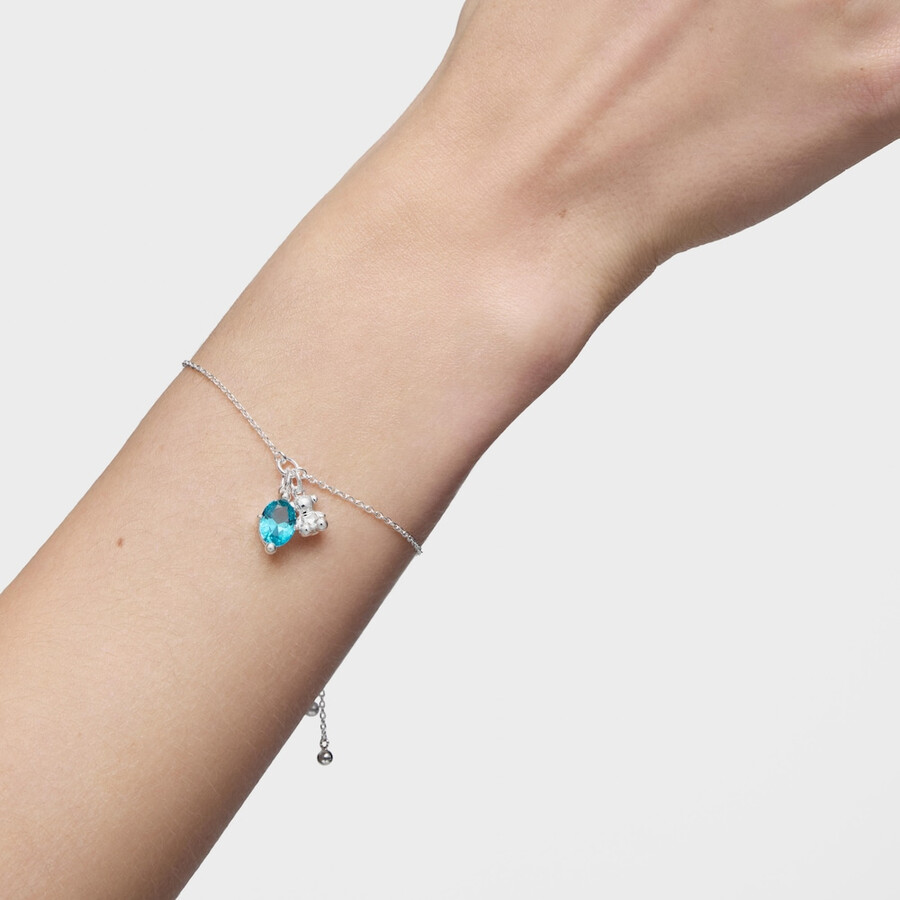 armband mit silbernem bärenmotiv und im labor gezüchtetem blauen saphir bold bear lgg