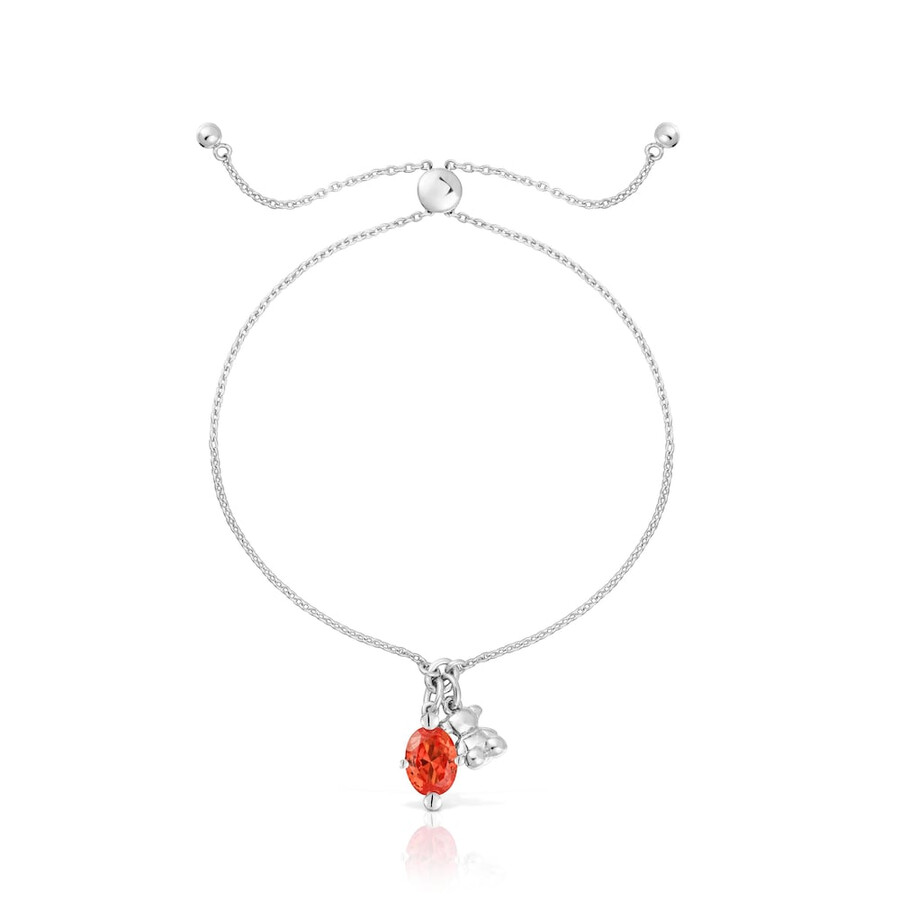 armband mit silbernem bärenmotiv und im labor gezüchtetem orangefarbenem saphir bold bear lgg