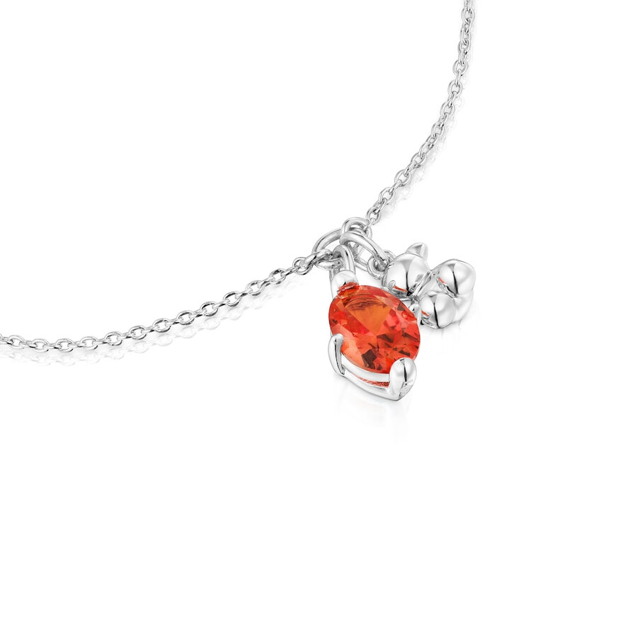 armband mit silbernem bärenmotiv und im labor gezüchtetem orangefarbenem saphir bold bear lgg