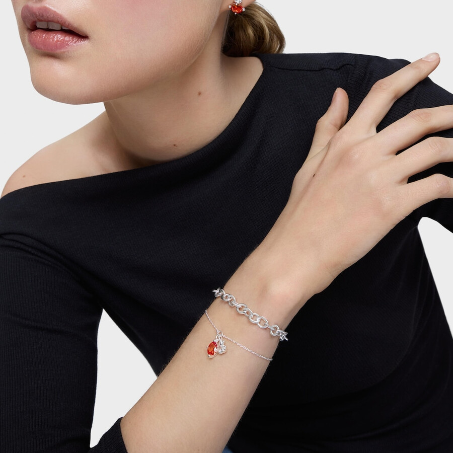 armband mit silbernem bärenmotiv und im labor gezüchtetem orangefarbenem saphir bold bear lgg