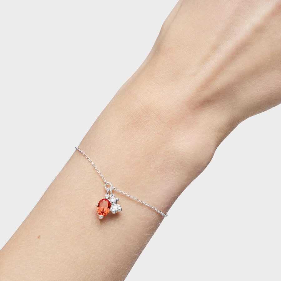 armband mit silbernem bärenmotiv und im labor gezüchtetem orangefarbenem saphir bold bear lgg