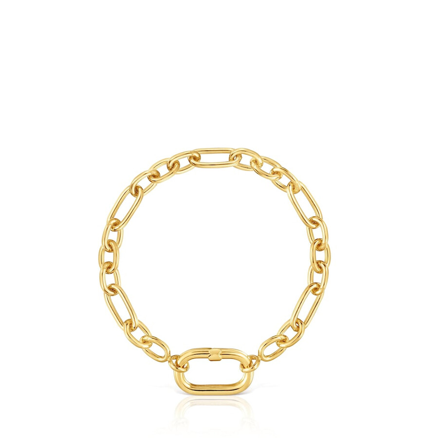 armband aus 18-karätig vergoldeter silberkette mit ringhalterung oval