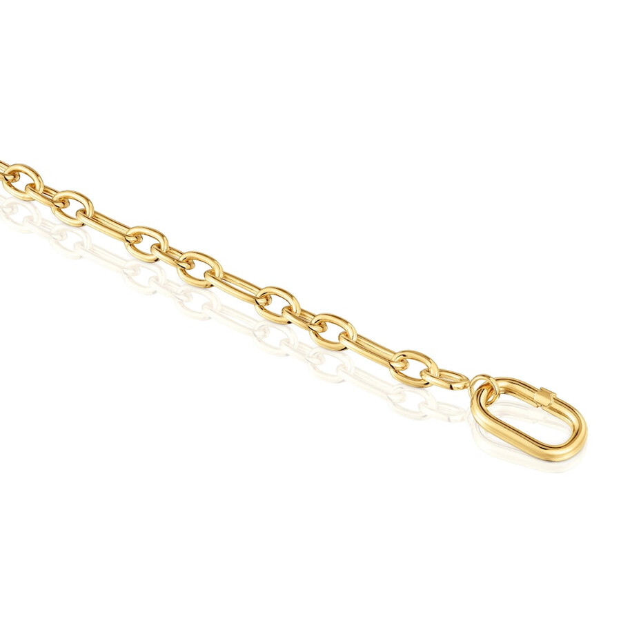 armband aus 18-karätig vergoldeter silberkette mit ringhalterung oval