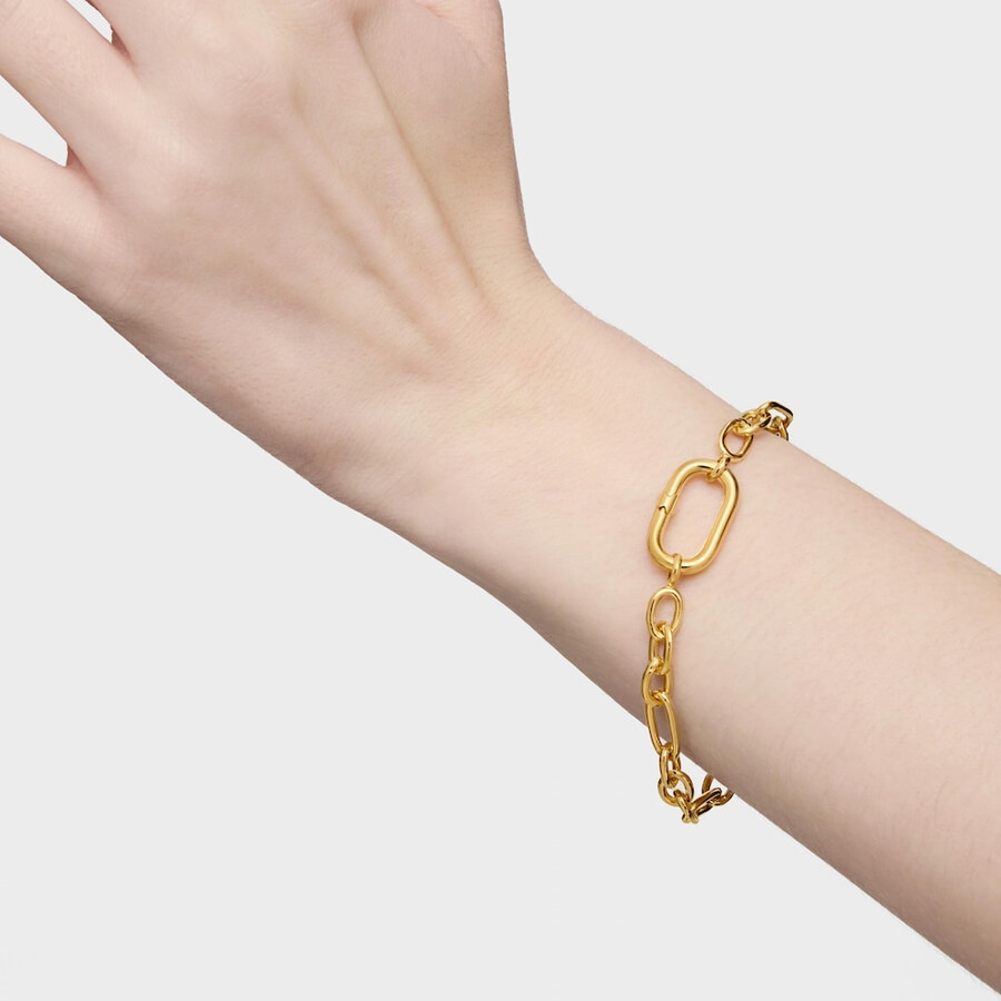 armband aus 18-karätig vergoldeter silberkette mit ringhalterung oval