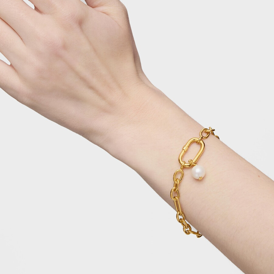 armband aus 18-karätig vergoldeter silberkette mit ringhalterung oval