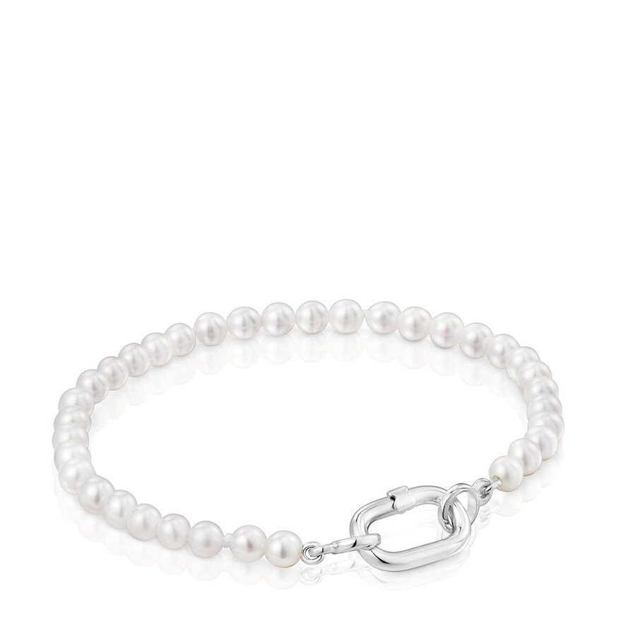 armband mit zuchtperlen und silbernem ring oval