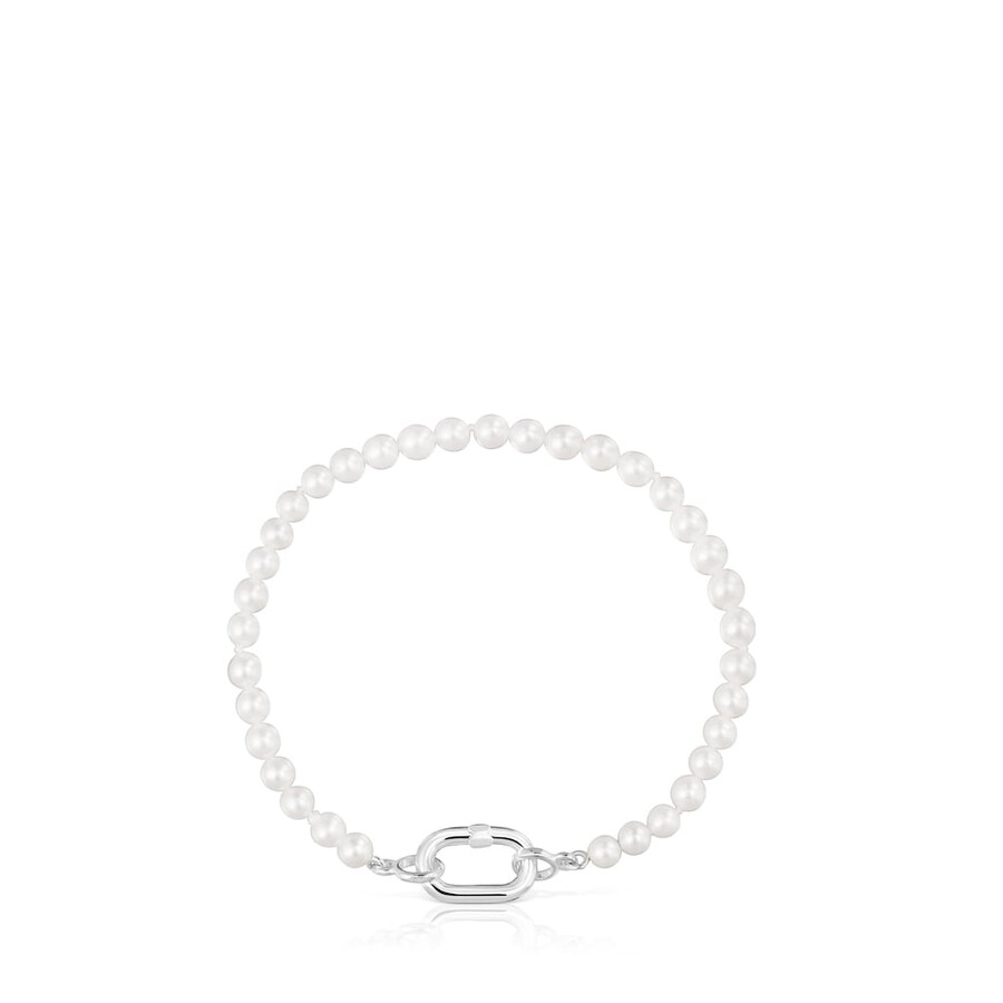 armband mit zuchtperlen und silbernem ring oval