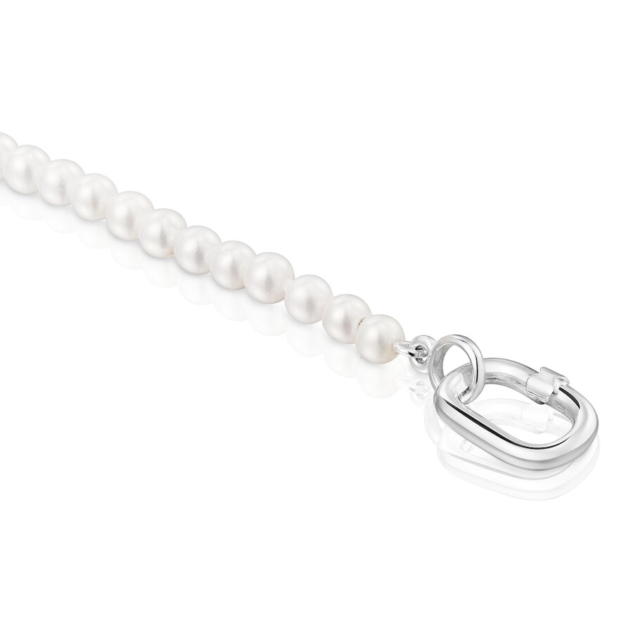 armband mit zuchtperlen und silbernem ring oval