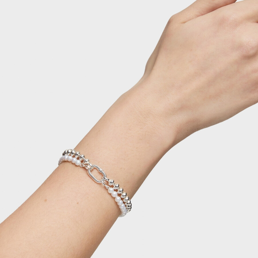 armband mit zuchtperlen und silbernem ring oval