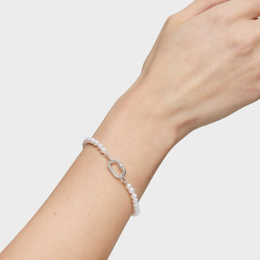 armband mit zuchtperlen und silbernem ring oval
