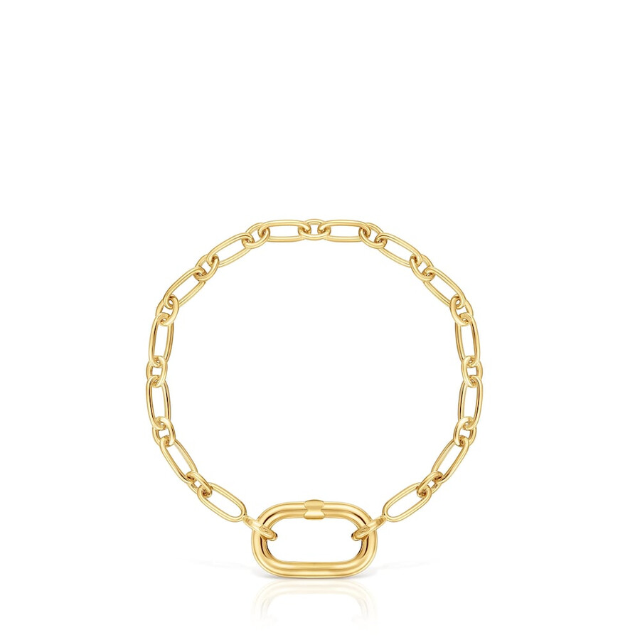 armband aus 18-karätig vergoldeter silberkette mit ringhalterung oval