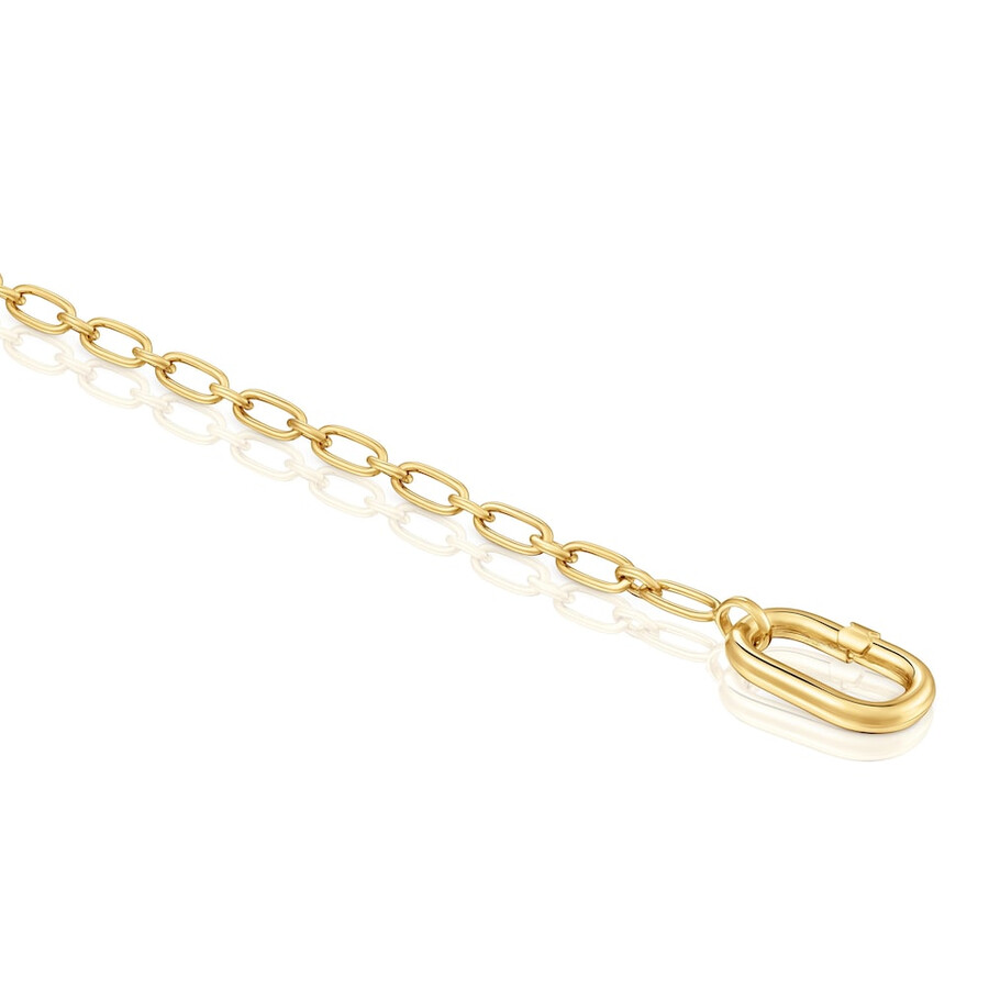 armband aus 18-karätig vergoldeter silberkette mit ringhalterung oval