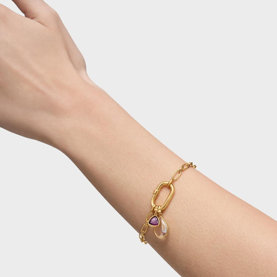 armband aus 18-karätig vergoldeter silberkette mit ringhalterung oval