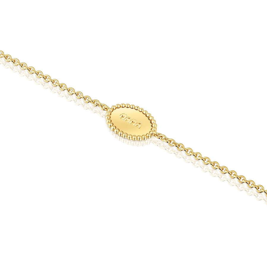 armband aus 18-karätigem gold über silberkette mit plakette tous mama