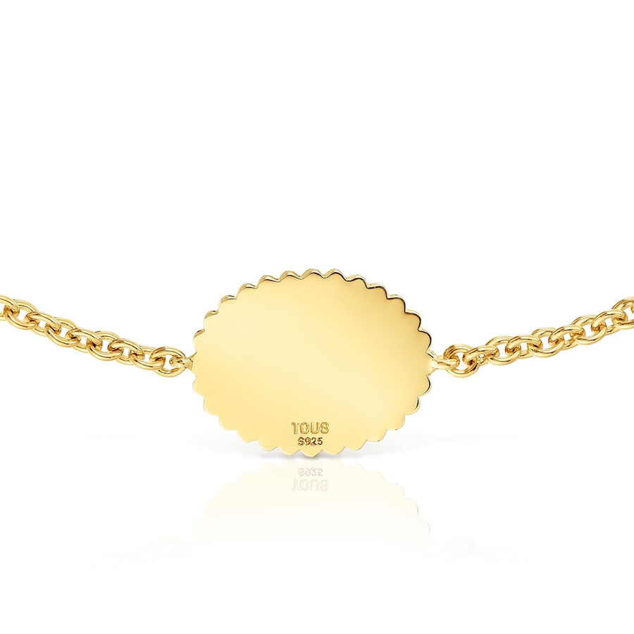 armband aus 18-karätigem gold über silberkette mit plakette tous mama