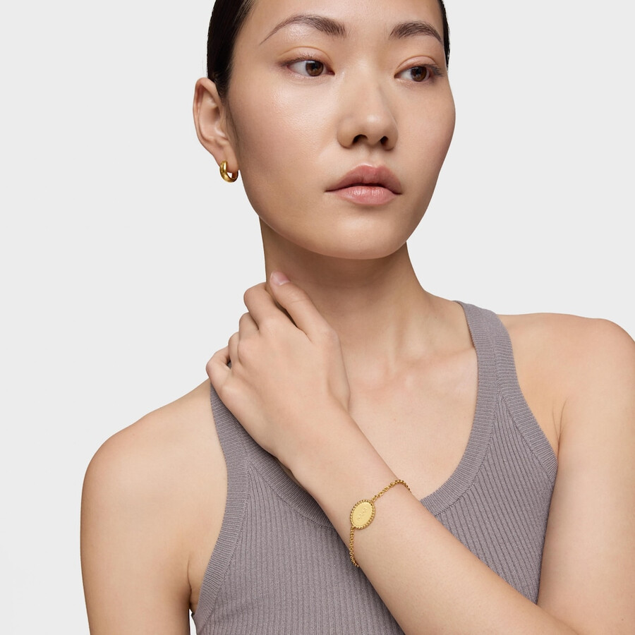 armband aus 18-karätigem gold über silberkette mit plakette tous mama