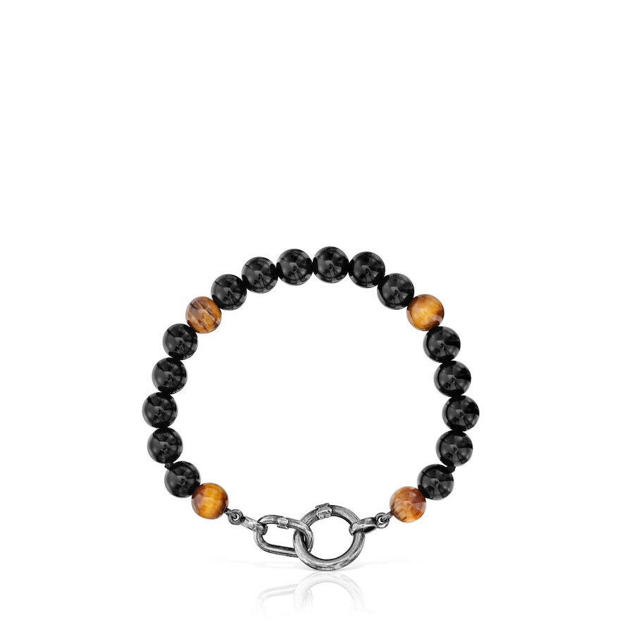 antikes silberarmband mit onyx tigerauge und ringen