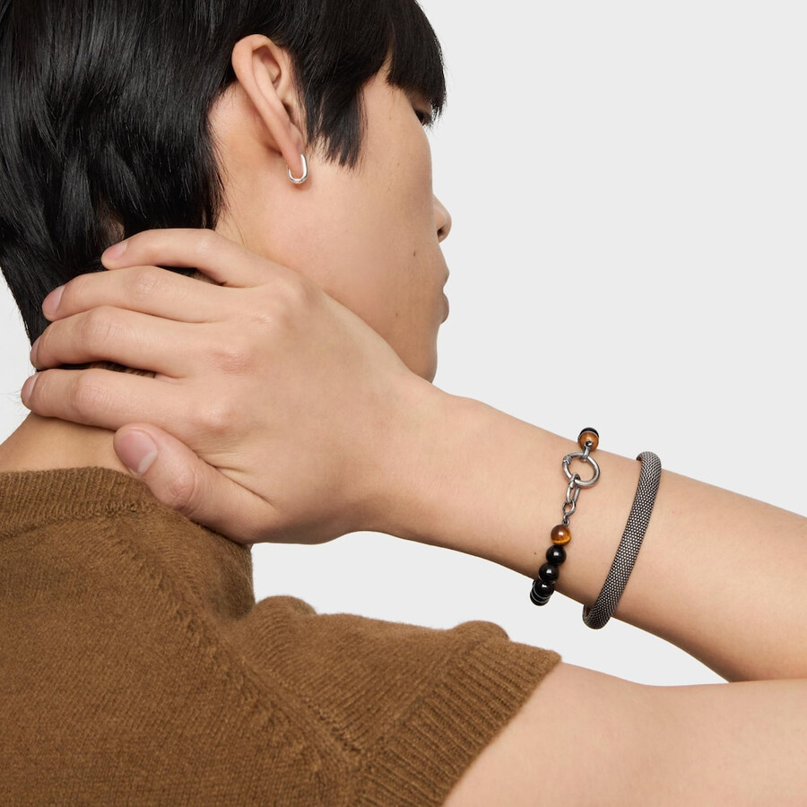 antikes silberarmband mit onyx tigerauge und ringen