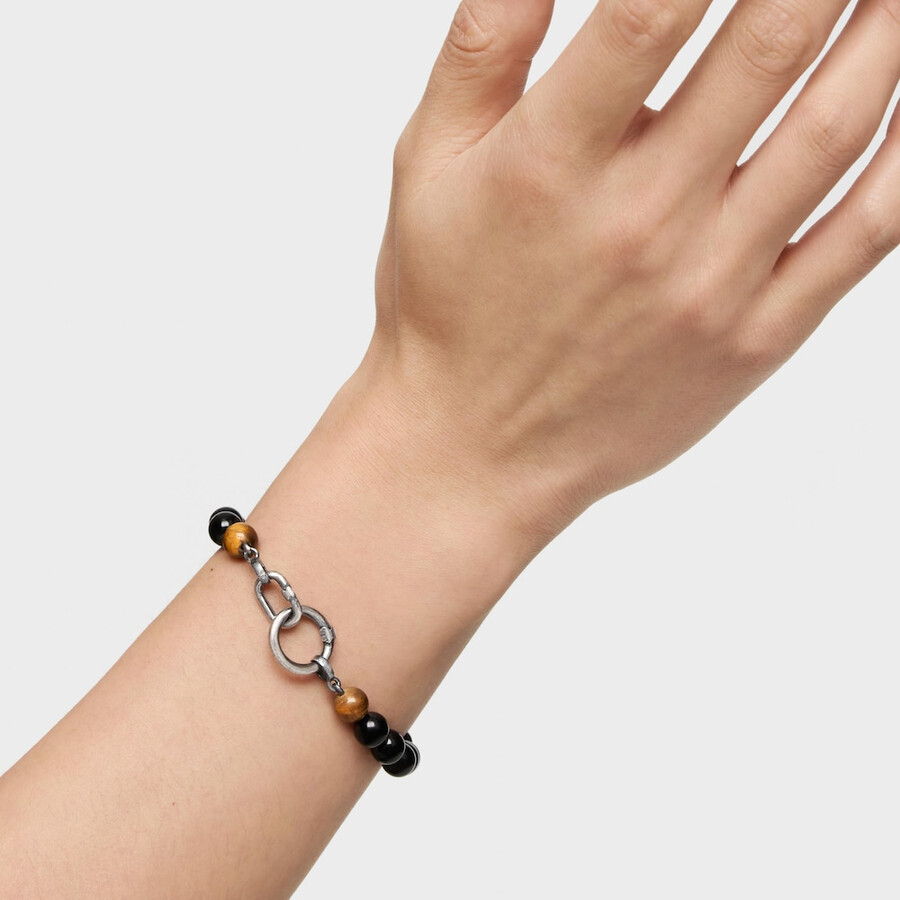 antikes silberarmband mit onyx tigerauge und ringen
