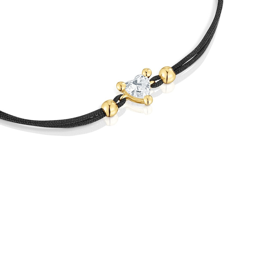 goldarmband mit im labor gezüchtetem diamanten und schwarzem nylon garden of love lgd