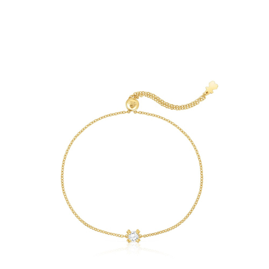 armband mit 18-karätiger vergoldung über einer silberkette und im labor gezüchteten diamanten tous color pills