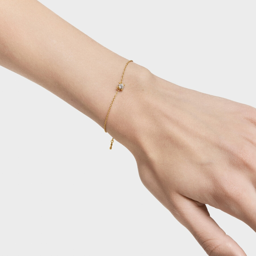 armband mit 18-karätiger vergoldung über einer silberkette und im labor gezüchteten diamanten tous color pills