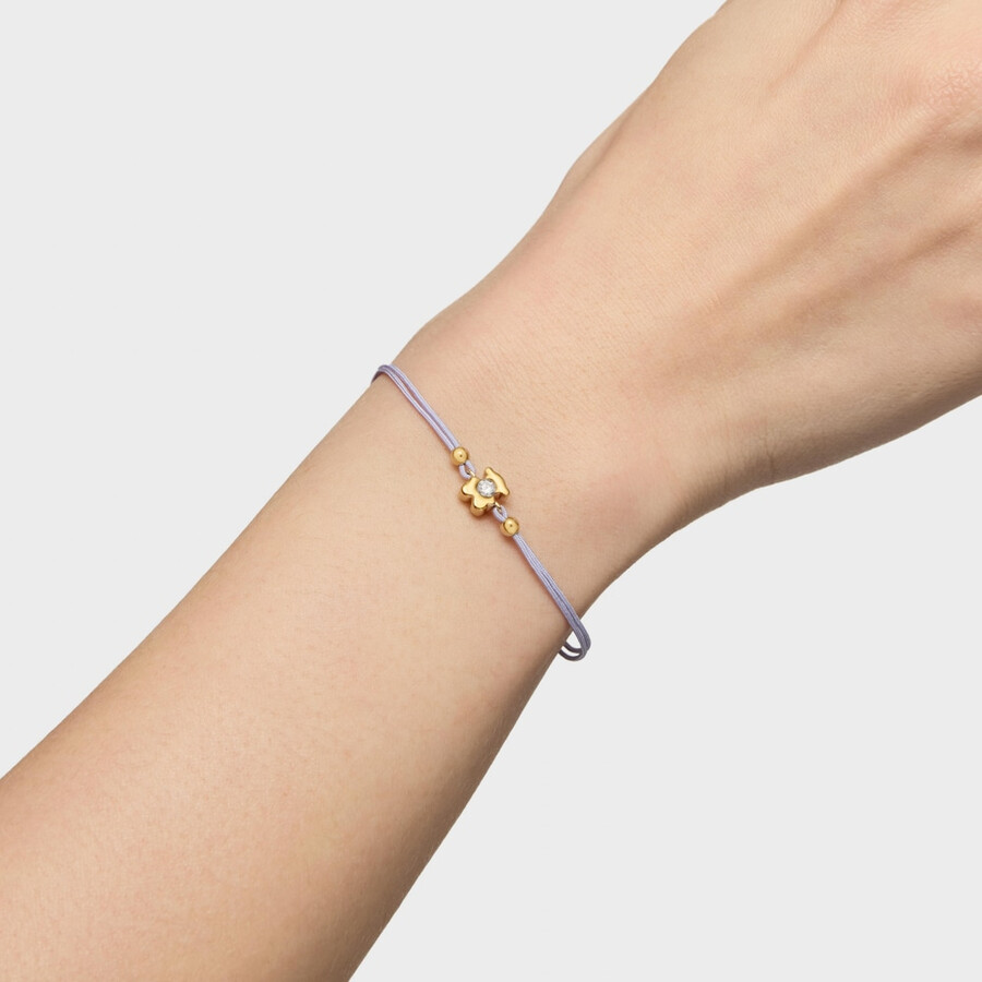 goldarmband mit im labor gezüchtetem diamanten und mauvefarbenem nylon von tous lili