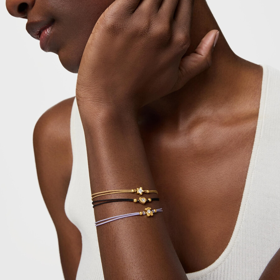 goldarmband mit im labor gezüchtetem diamanten und schwarzem nylon von tous lili