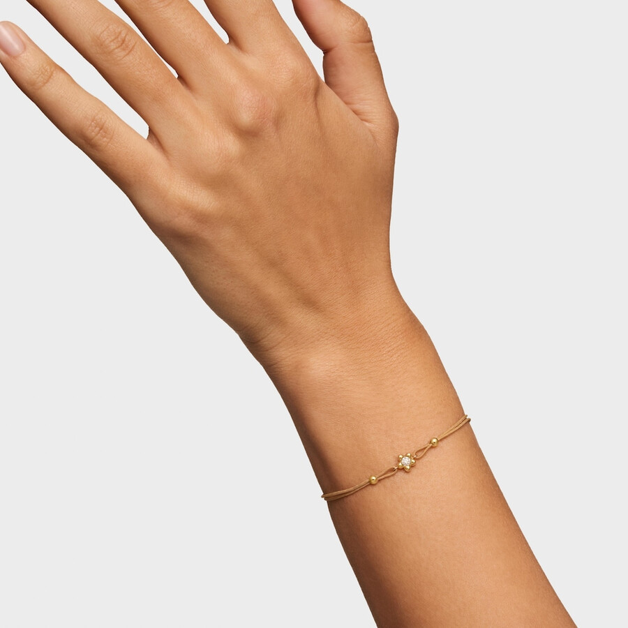 goldarmband mit im labor gezüchtetem diamanten und kamelfarbenem nylon von tous lili