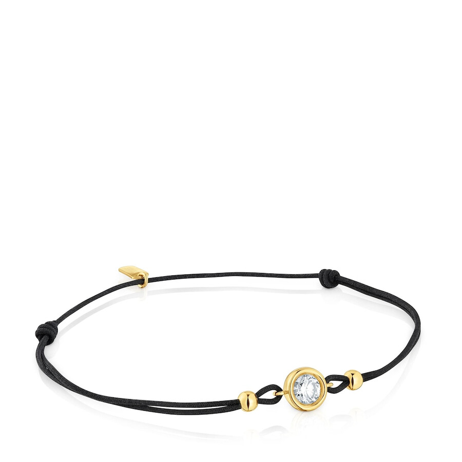 schwarzes nylonarmband mit 18-karätiger vergoldung auf silber und im labor gezüchteten diamanten der linie lgd
