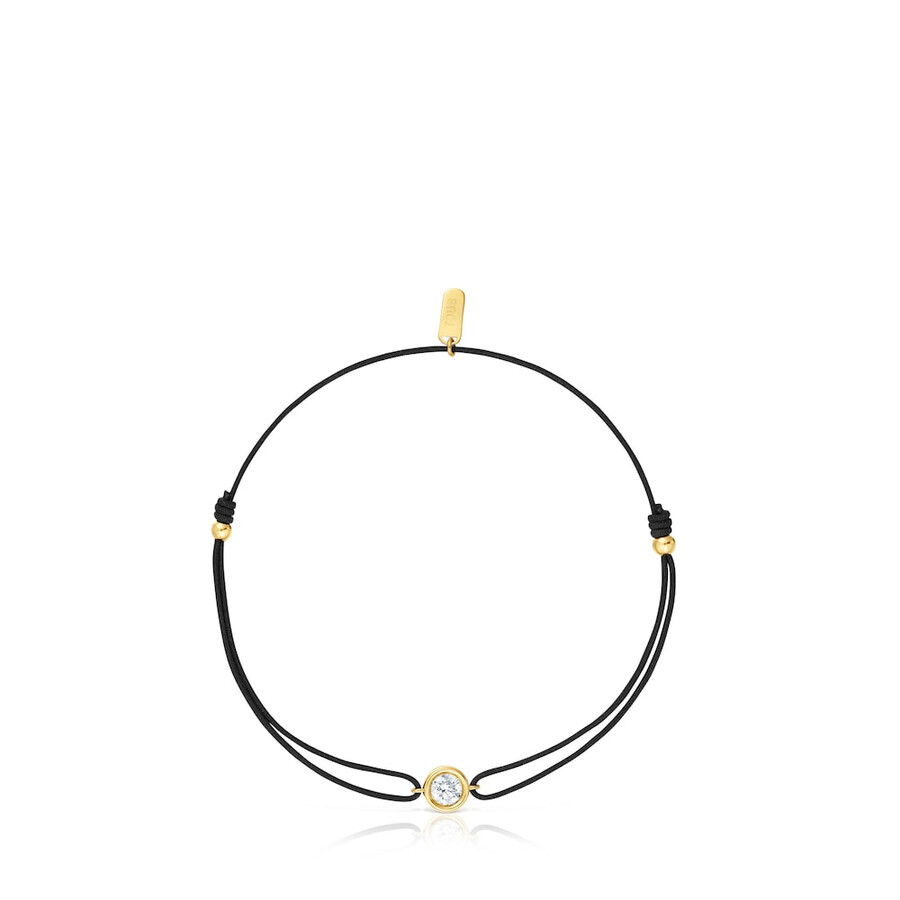 schwarzes nylonarmband mit 18-karätiger vergoldung auf silber und im labor gezüchteten diamanten der linie lgd