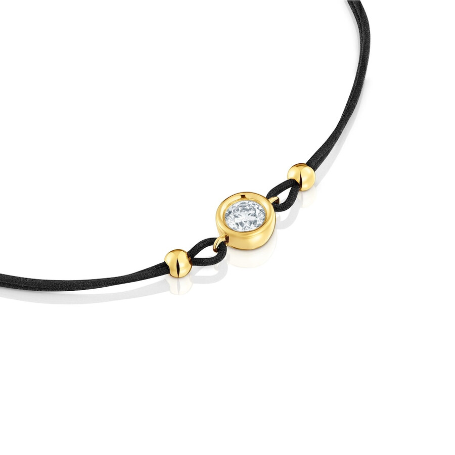 schwarzes nylonarmband mit 18-karätiger vergoldung auf silber und im labor gezüchteten diamanten der linie lgd