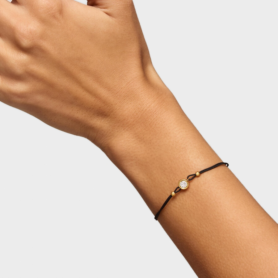 schwarzes nylonarmband mit 18-karätiger vergoldung auf silber und im labor gezüchteten diamanten der linie lgd